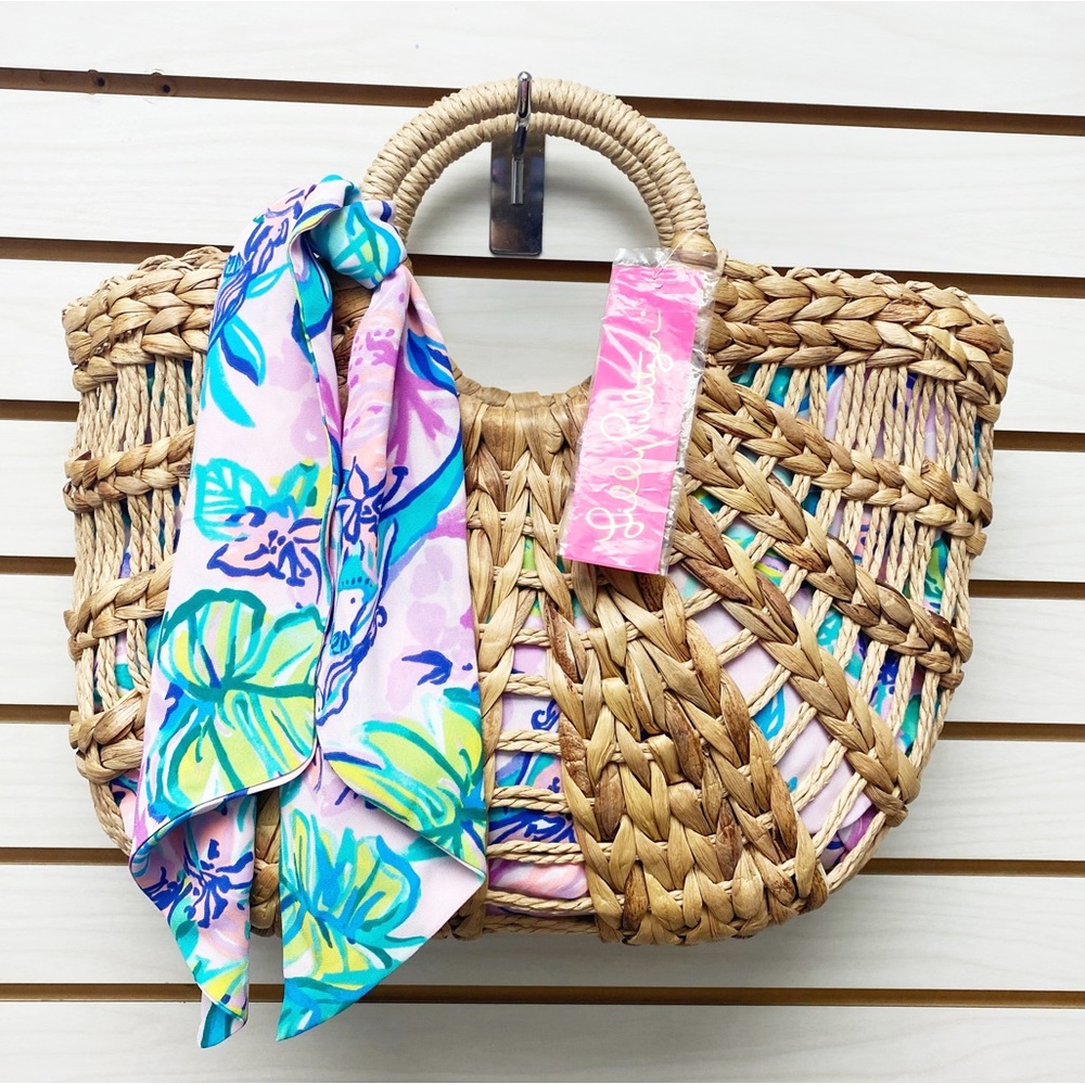 Lilly Pulitzer Marrakech Straw Tote Bag with Scarf